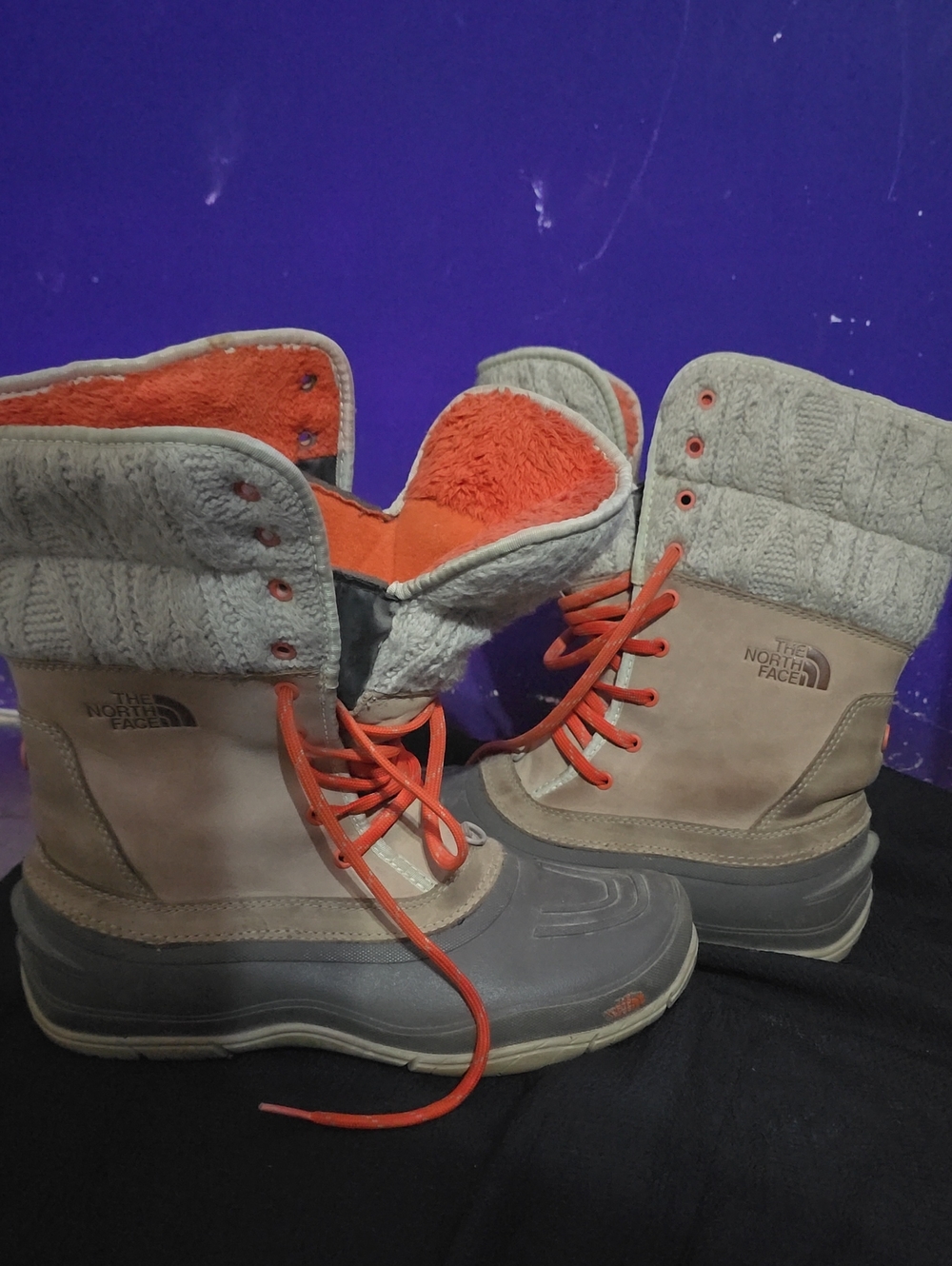 The North Face Gray and Orange Women's Insulated Winter Boots